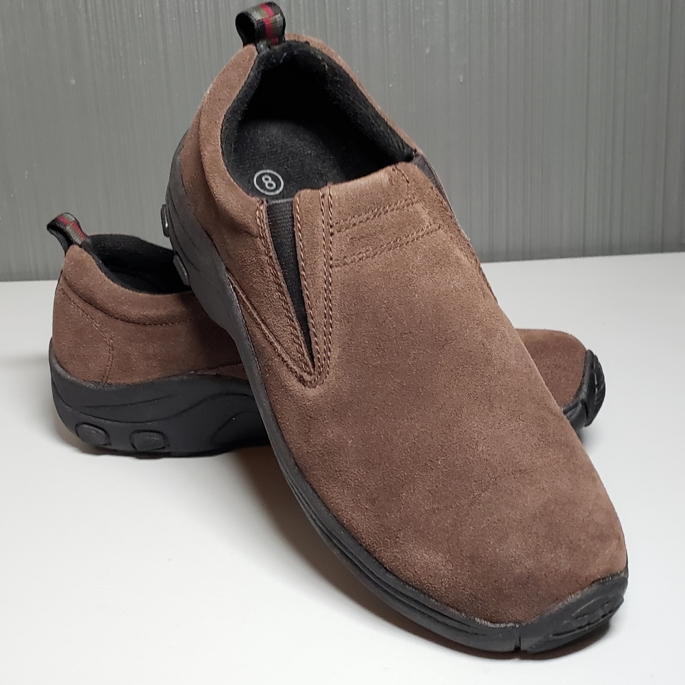 State Street Men's Suede Slip-On Mocs, Sz 8, Cocoa Color